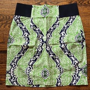 J. McLaughlin Navy and Green Skirt